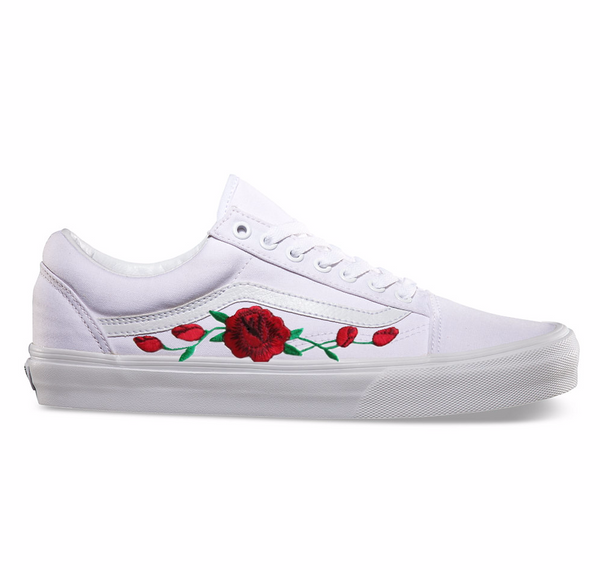 white vans with roses