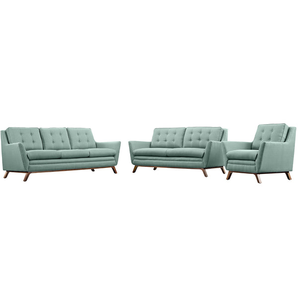 Beguile Living Room Set Fabric Set of 3 - Laguna