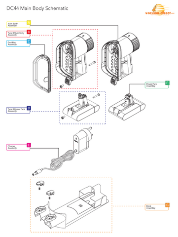 Dyson DC44 Main Body schematic