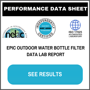 Epic Water Filters Outdoor Adventure Water Bottle Testing Data Sheet Contaminant List NSF ANSI WQA