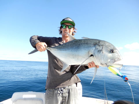 Photo of Zac Deppeler with a Queen Fish taken on an Old Dog Lures by Dave Killalea Pug Popper