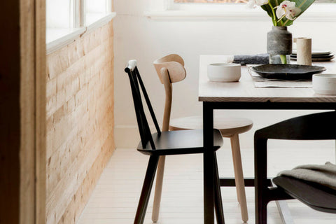 Japandi dining table and chairs