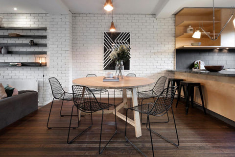 TRES dining table with wire chairs