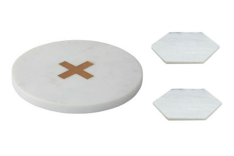 Marble Trivet by Academy and Marble Coasters by Amalfi