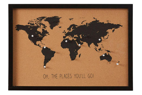 World Map Cork Board and Pins by Emporium