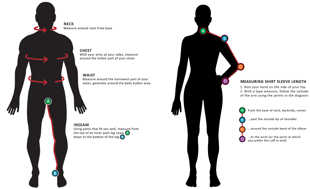 Apparel Sizing Chart, see details below