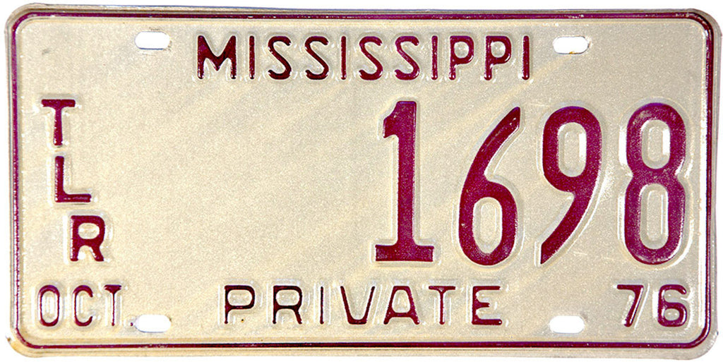 1976 Mississippi Trailer License Plate | Brandywine General Store