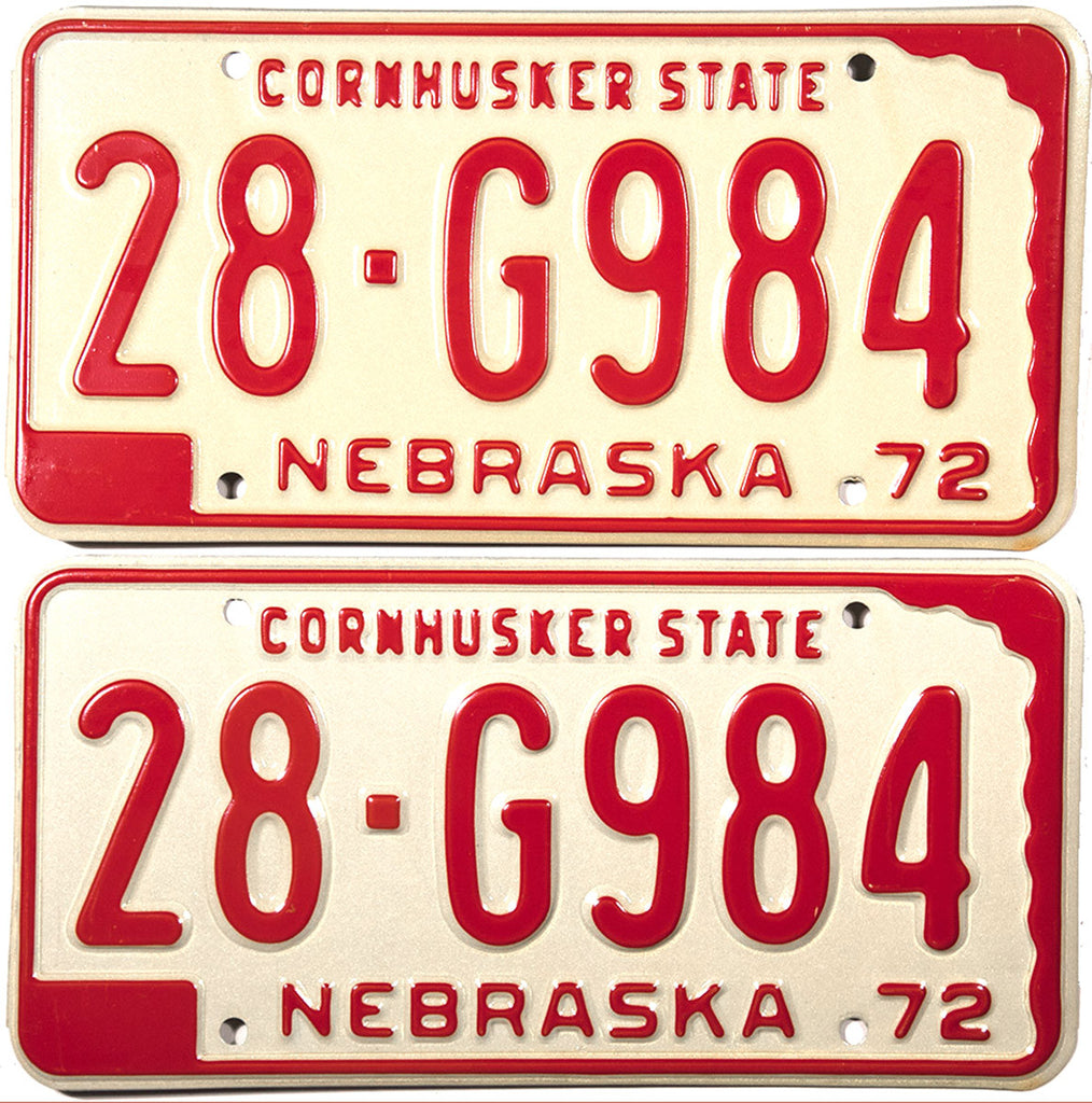 1972 Nebraska License Plates | Brandywine General Store