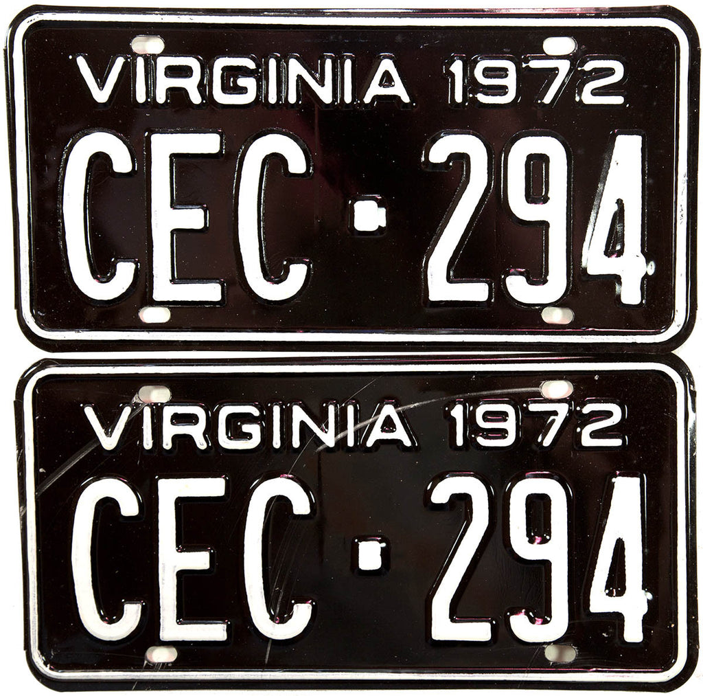 1972 Virginia License Plates | Brandywine General Store