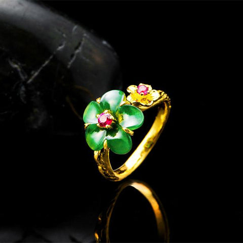 Natural jade ring jadeite gold ring