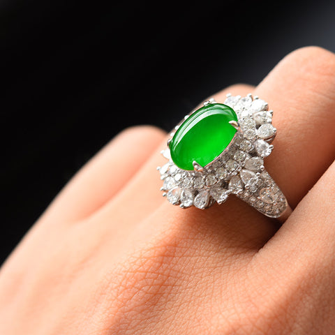 Natural jade ring jadeite gold ring