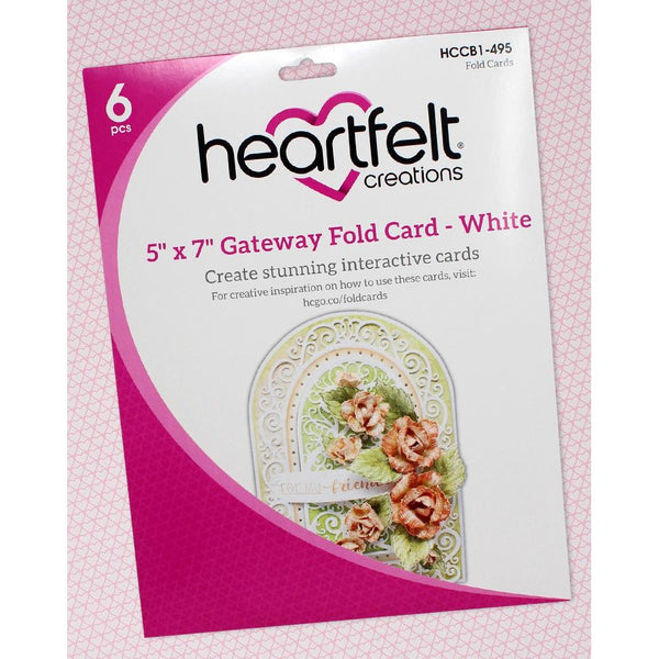 HCCB1495 Heartfelt Creations Foldout Card 5"X7" 6/Pkg-Gateway Fold White