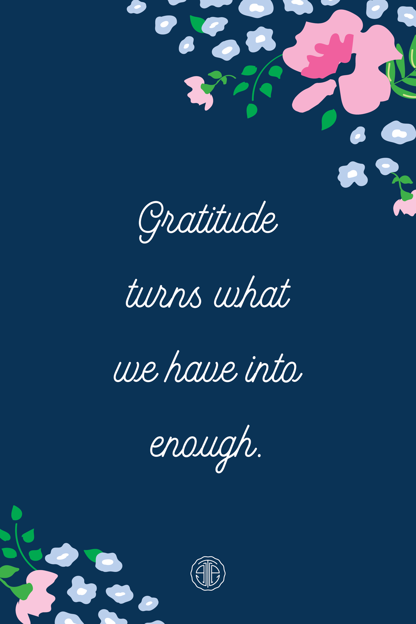 gratitude quote with floral background