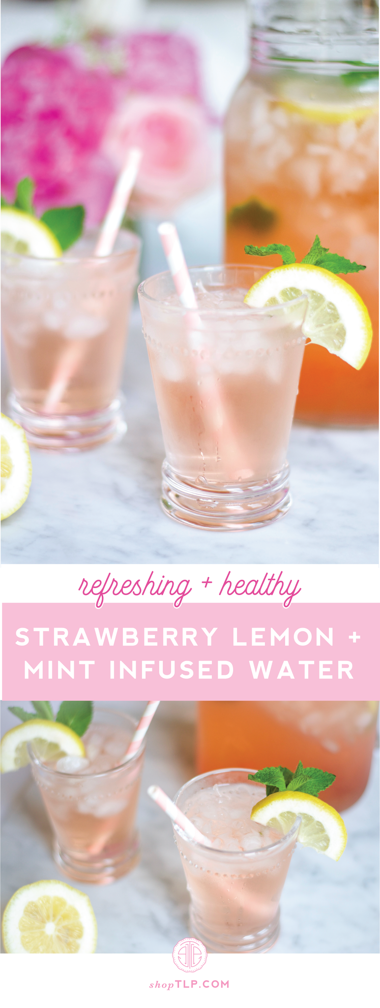 strawberry lemon mint infused water recipe by the little palm