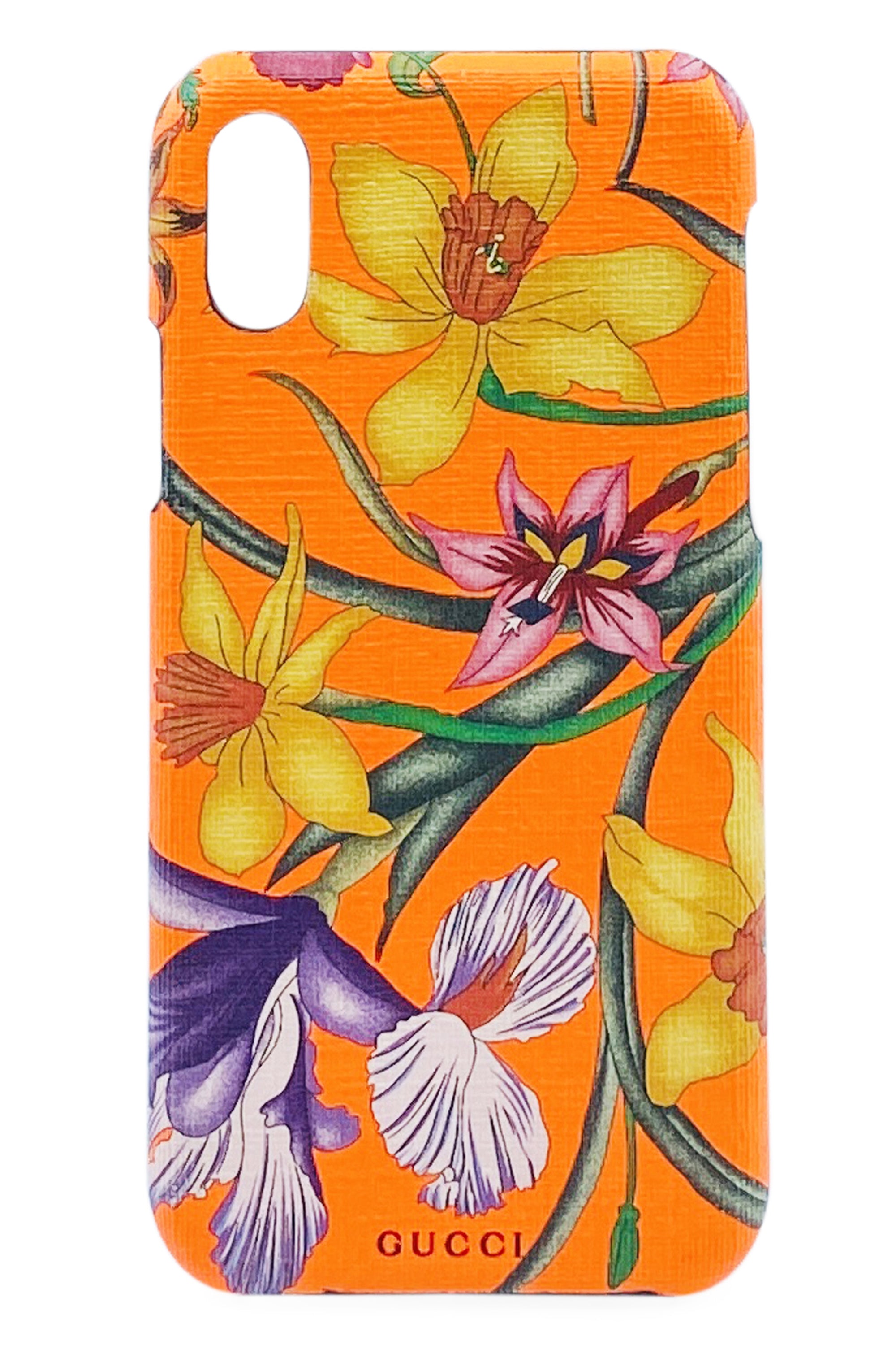 GUCCI iPhone X/XS Case Neon Orange with Flowers