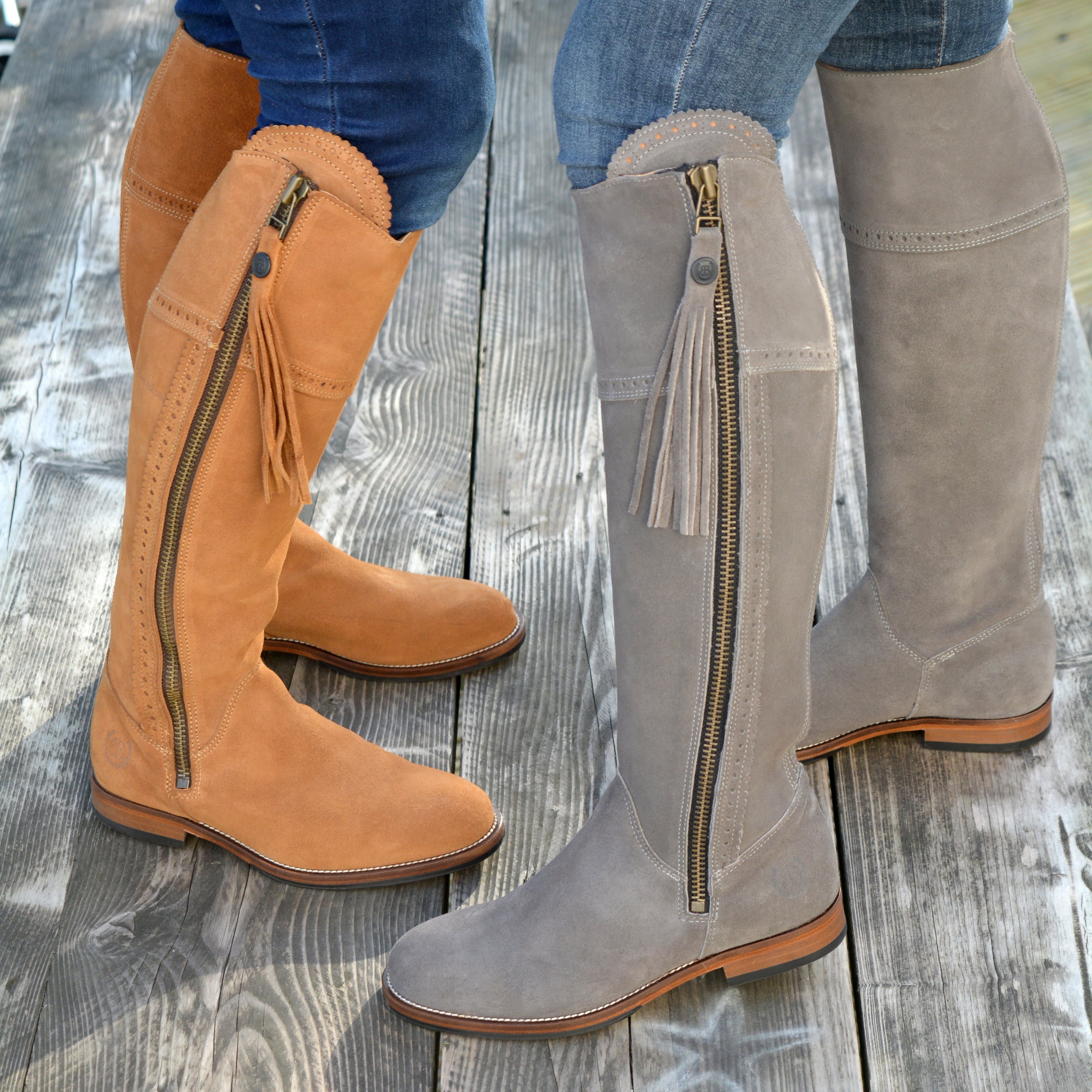 long suede boots with tassels