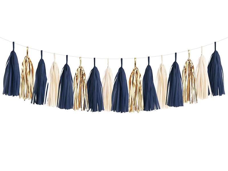 navy tassel garland