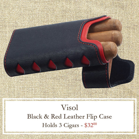 Visol Black & Red Leather Flip Case