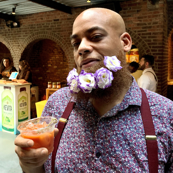 Man with Flower Beard and a Toma Bloody Mary