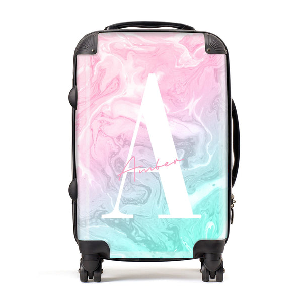 pink hand luggage suitcase