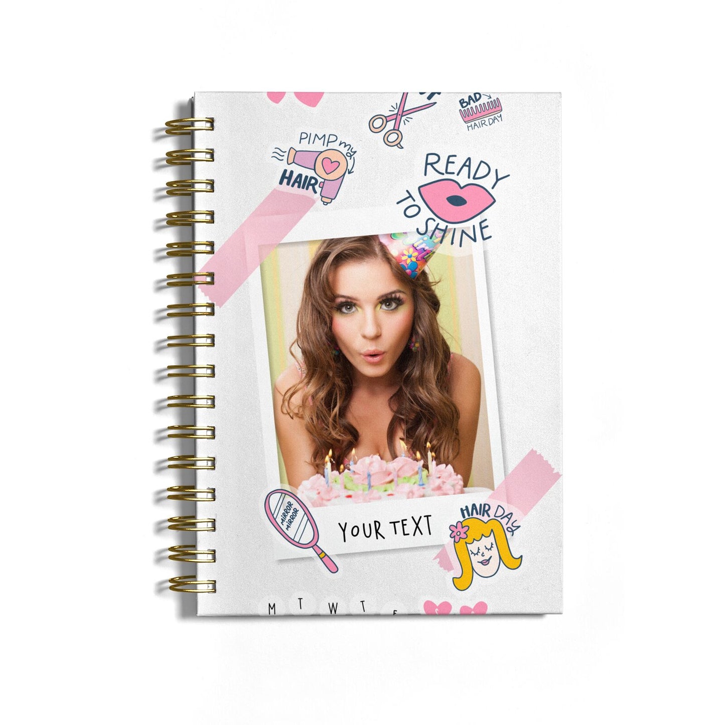 Photo Upload with Text Notebook with Gold Coil