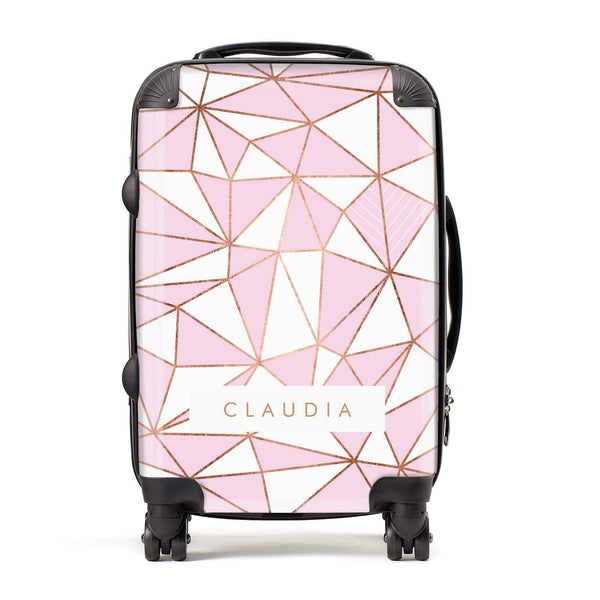 pink and white suitcase