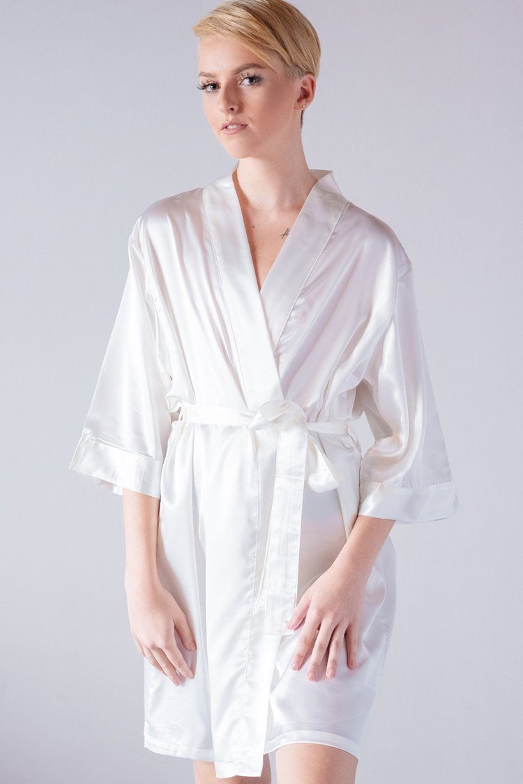 long white satin robe