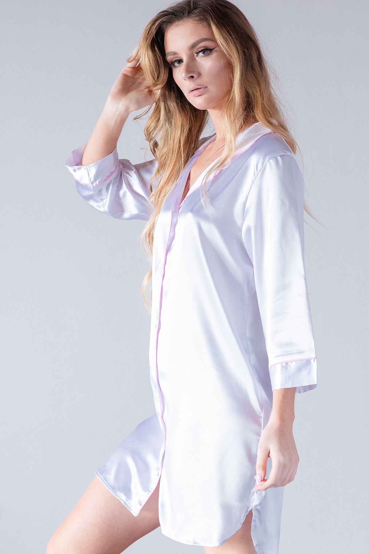 White with Pink Trim - Night Shirt