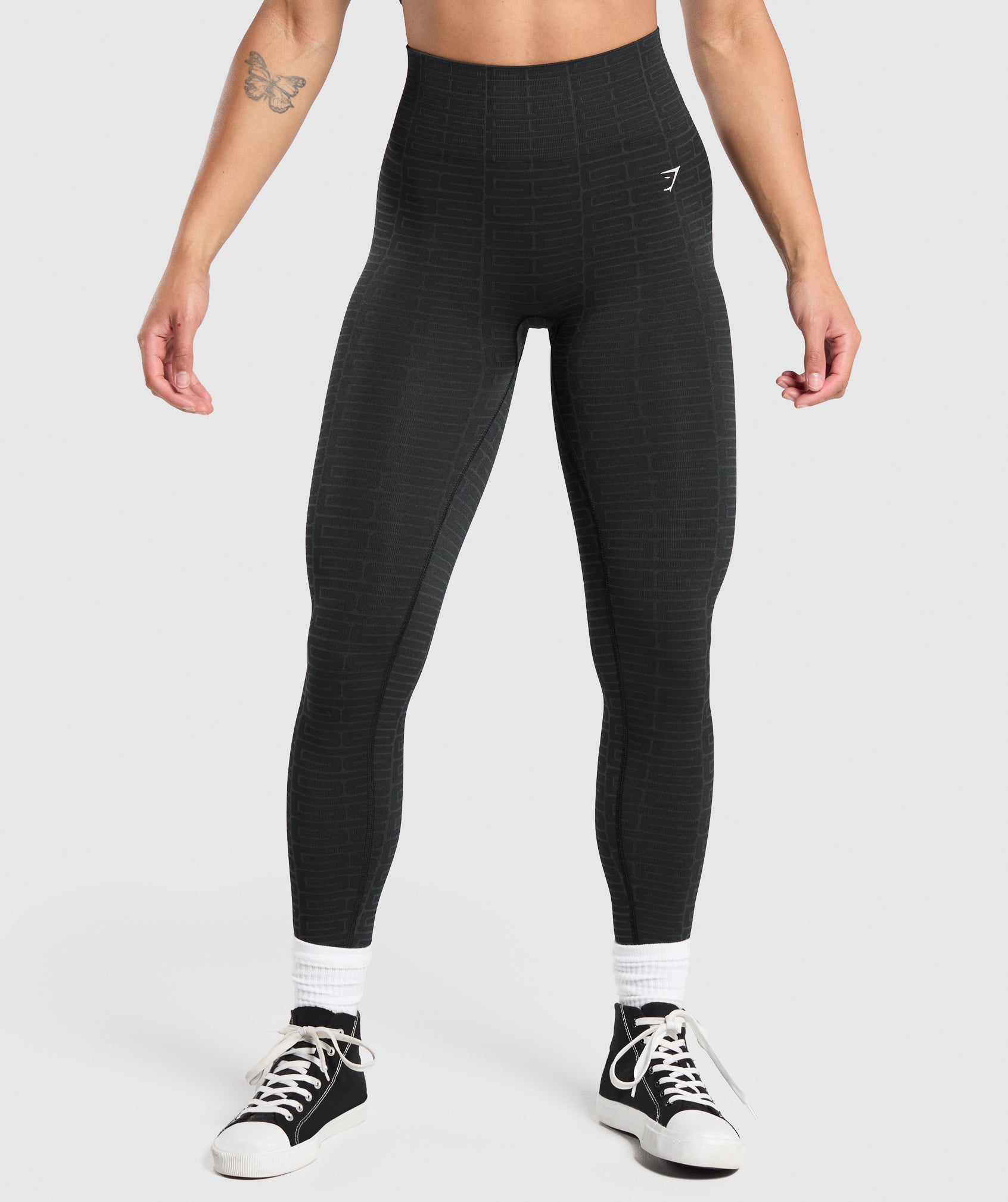 Gymshark Adapt Monogram Seamless Leggings Black Pitch Grey Gymshark
