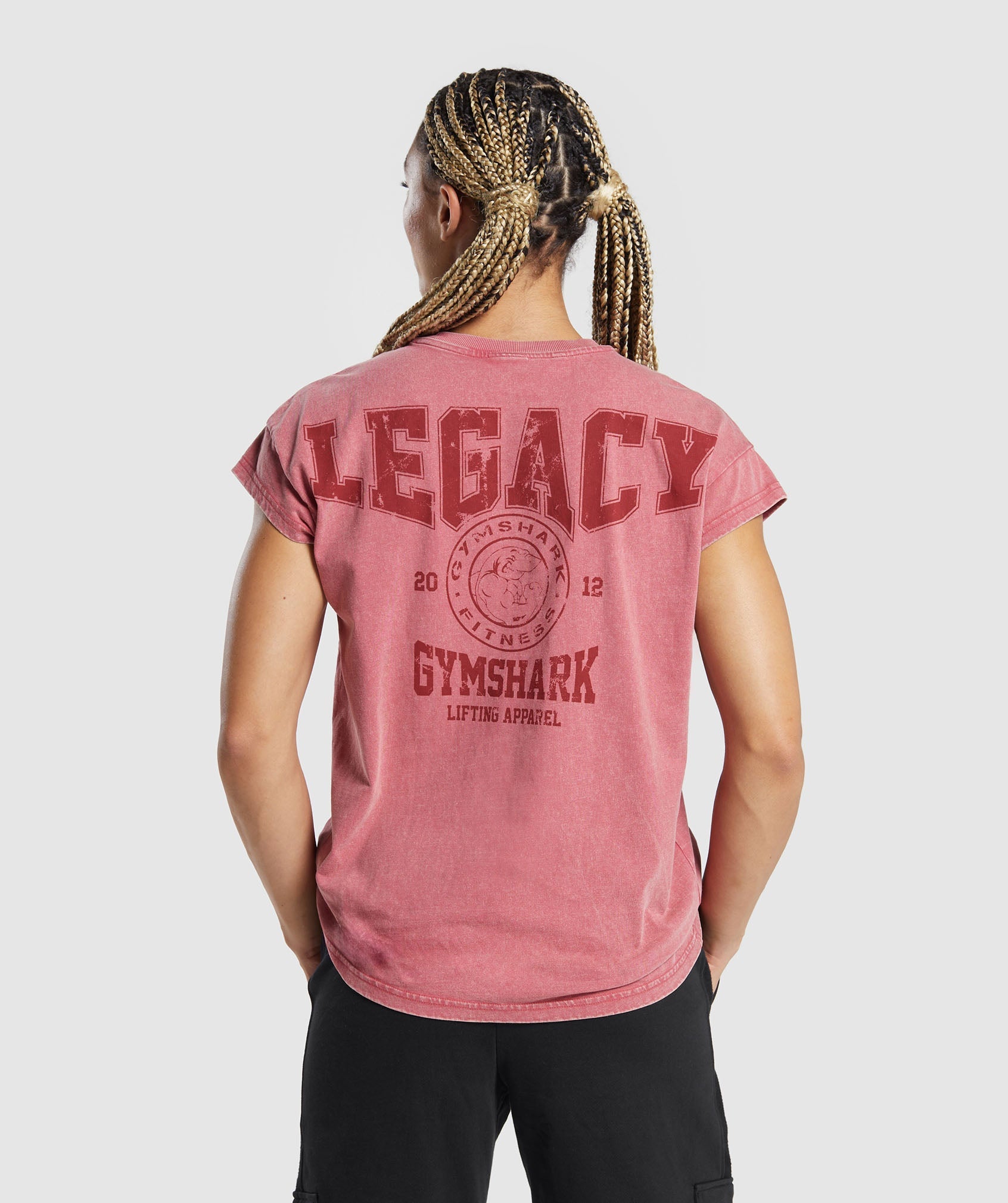 Gymshark Legacy Washed Oversized T-Shirt - Vintage Pink