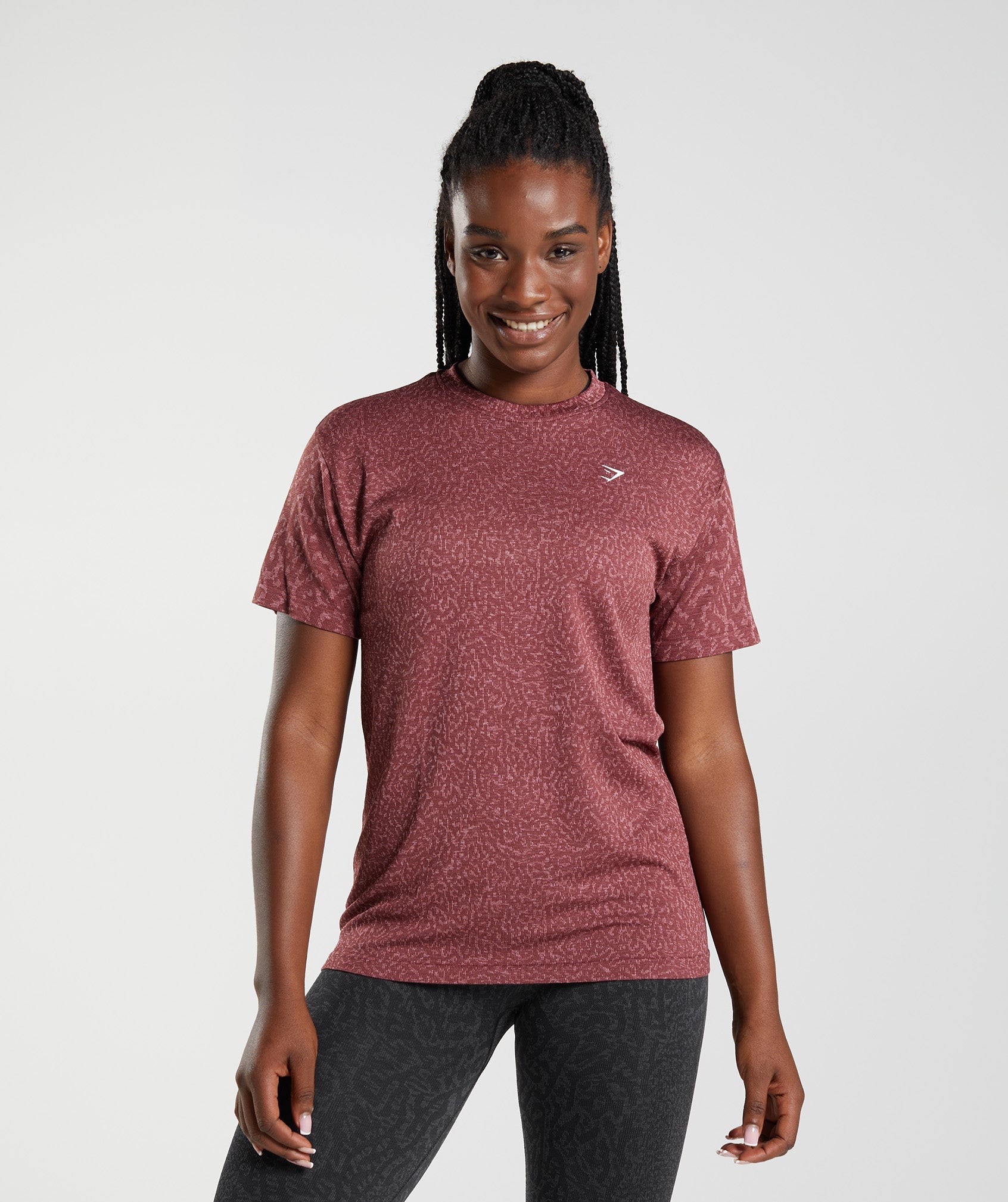 Gymshark Adapt Animal Seamless T-Shirt - Modern Blush Pink/Magenta Brown