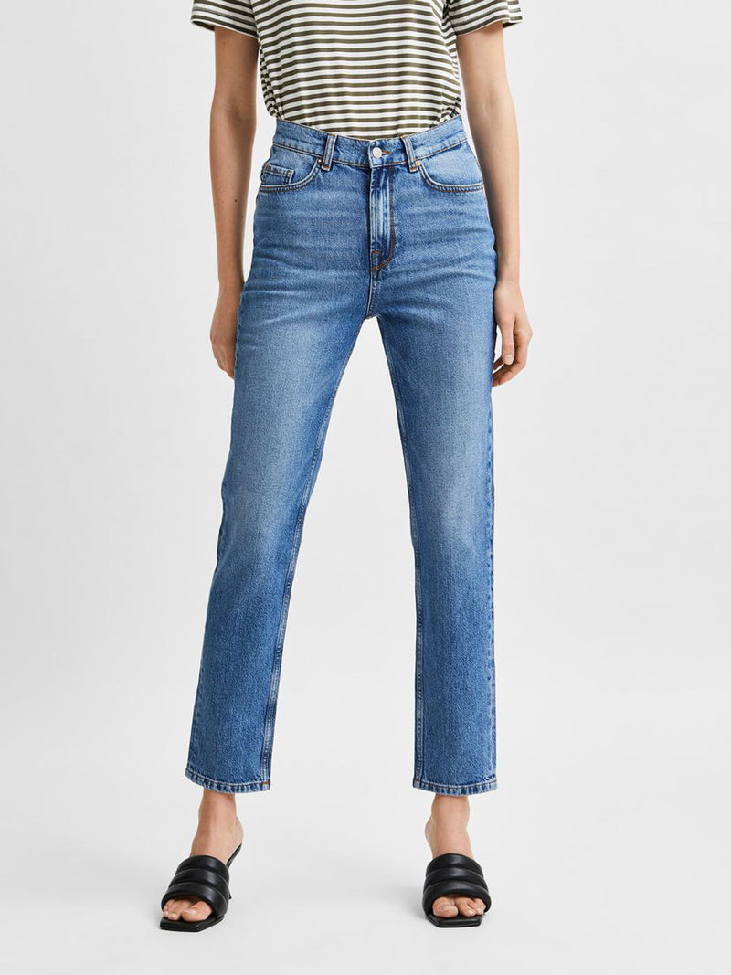 Selected Femme Amy Waist Slim Jeans - Blue – Lulu&M