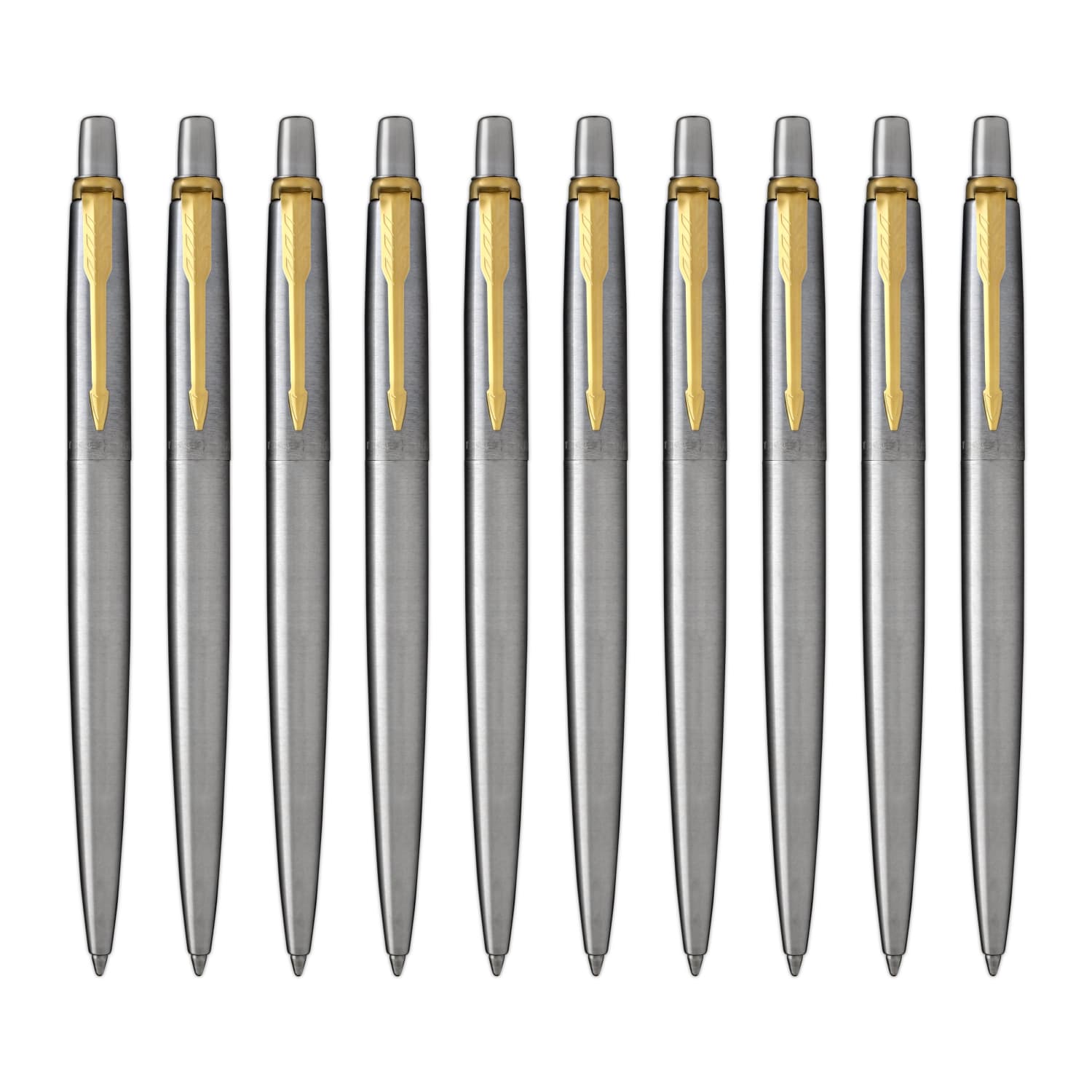 touw Vanaf daar vervaldatum Parker Jotter Ballpoint Pen in Stainless Steel with Gold Trim - Pack o -  Goldspot Pens