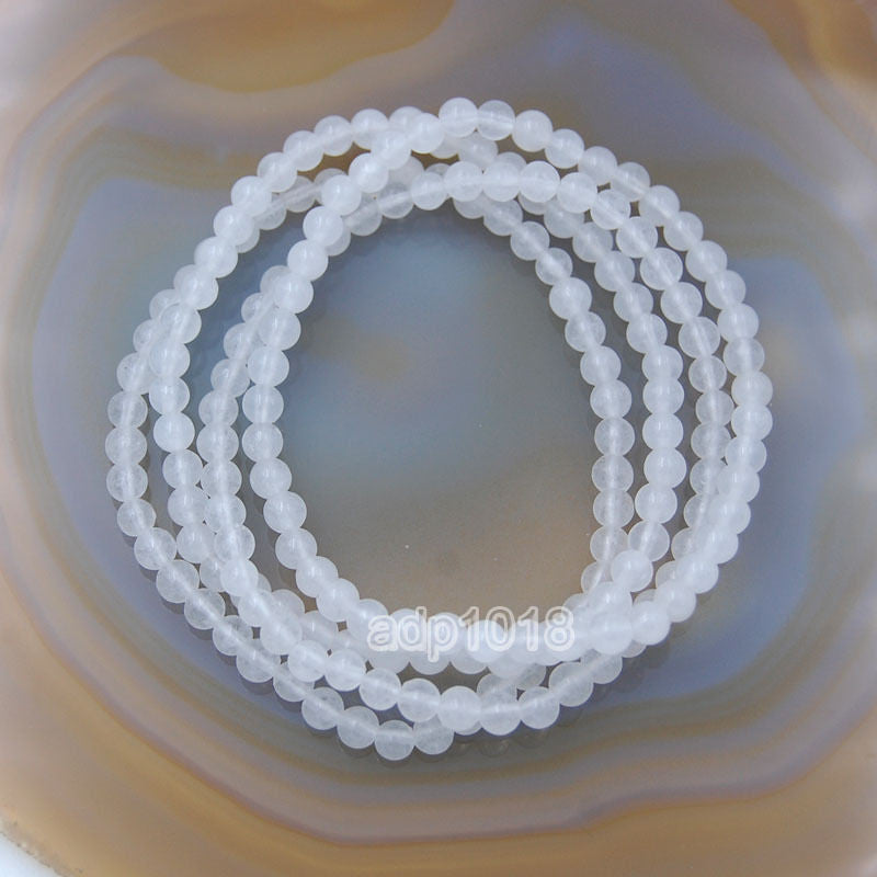 Natural White Jade Gemstone Beads Stretch Bracelet Healing Reiki