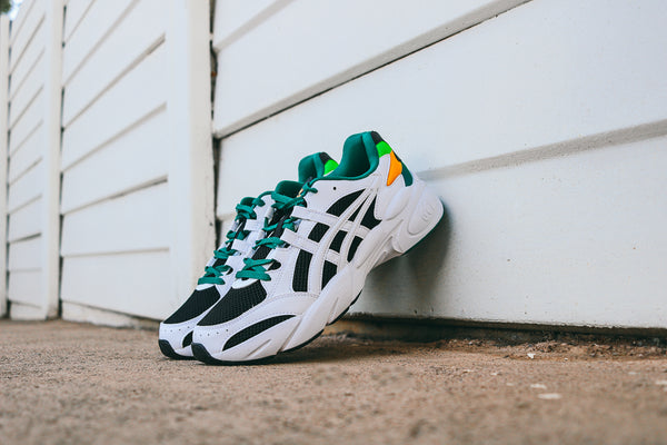 asics white green