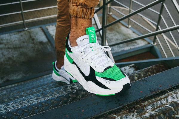 puma rsx white and green