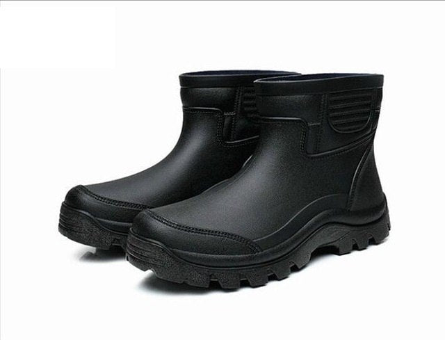 black ankle rainboots