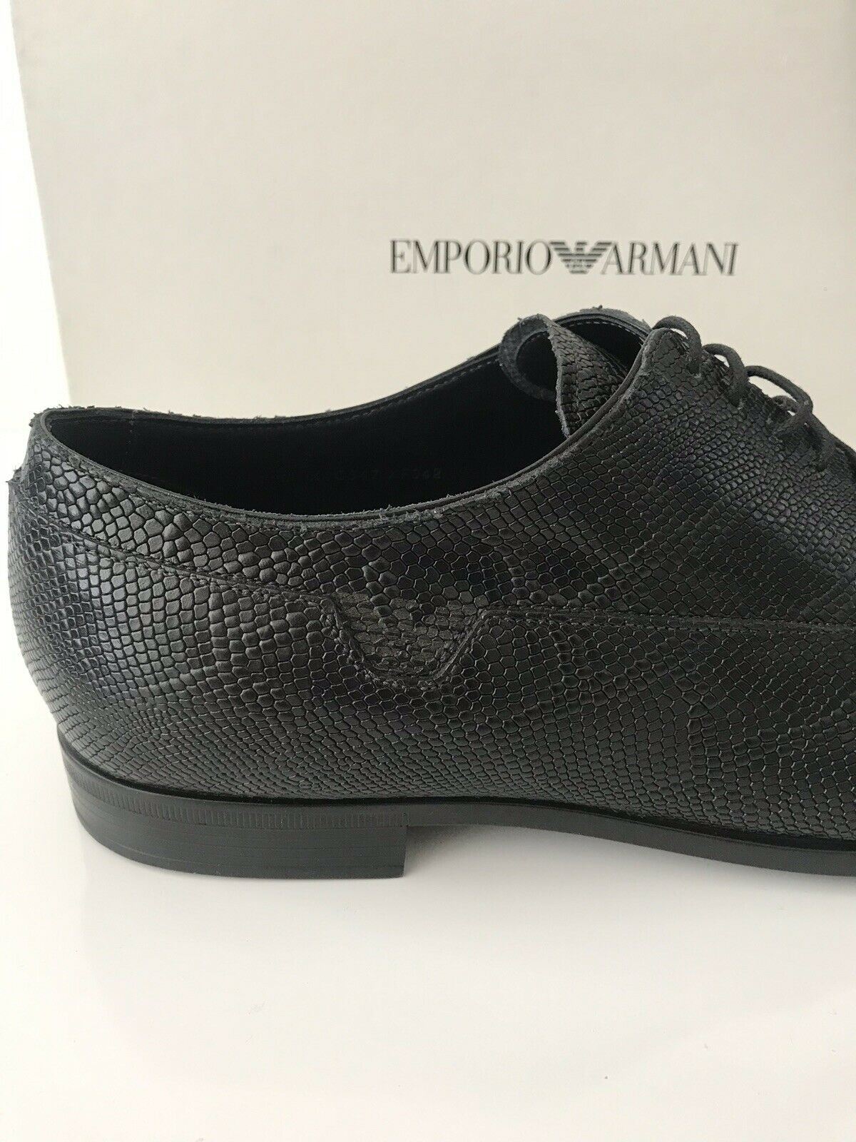 NIB $495 Emporio Armani Men’s Black Textured Leather Lace Up Shoes 12.5 US