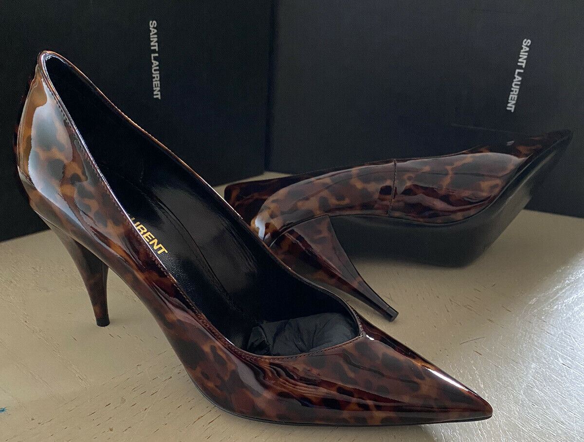 NIB $745 Saint Laurent Women Leather Dress Shoes Brown/Black 7 US ( 37 Eu )