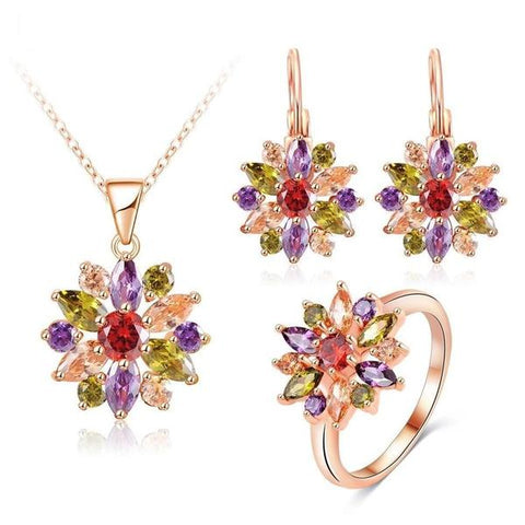 multicolor rose gold and silver jewellery set