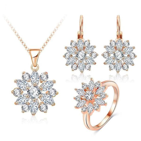 multicolor and silver rose gold jesellery set