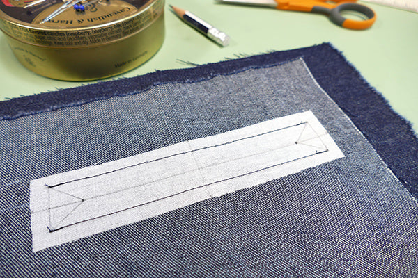 Welt pocket Guide lines marked on fusible interfacting