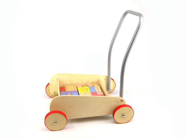 baby walker with bright wooden blocks