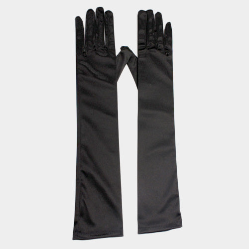 grey satin gloves