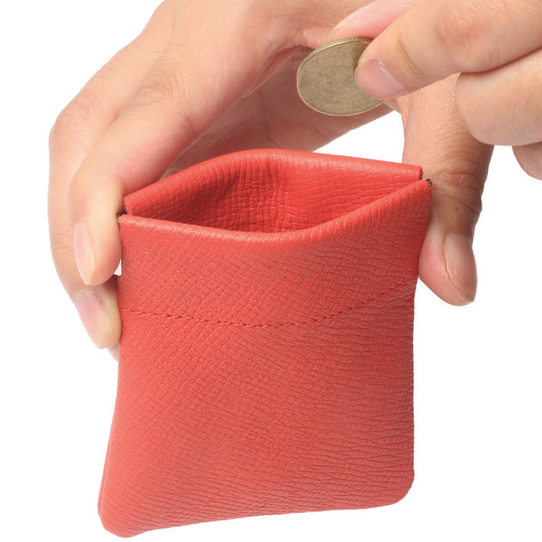 leather squeeze coin pouch