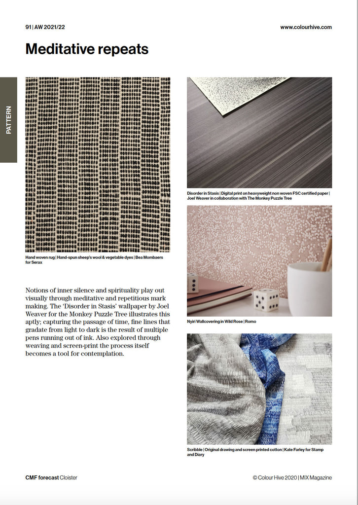 Disorder in Stasis by The Monkey Puzzle Tree Features in the Colour Hive Trend Report AW 2021/2021