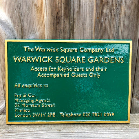 Warwick Square Gardens Sign