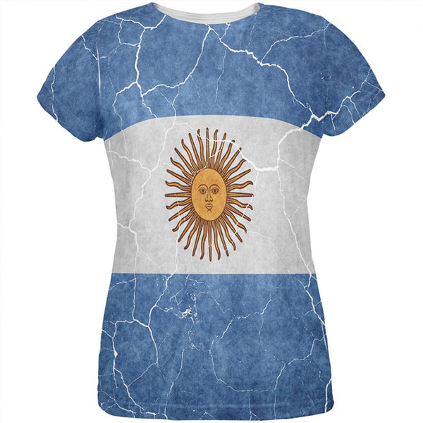 Distressed Argentina Flag All Over Womens T Shirt