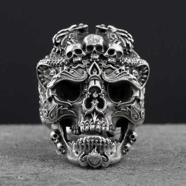 925 Sterling Silver Badass Skull Ring 