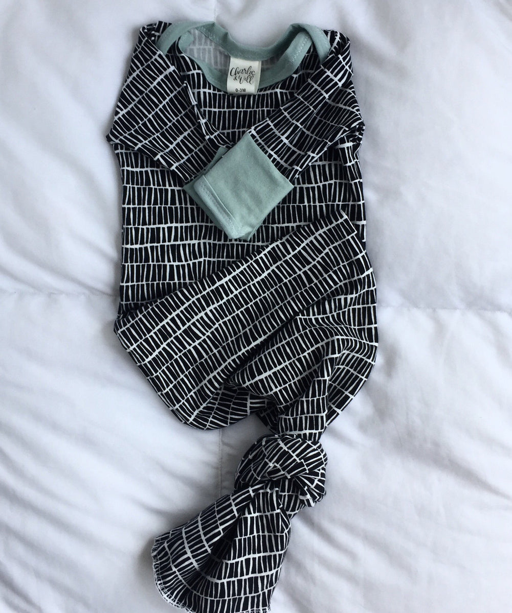 black knotted baby gown